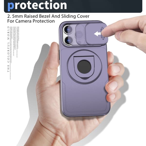 Telefondeksel til iPhone 16 Pro Max Støtteben Støtsikkert Magnetisk Robust Purple