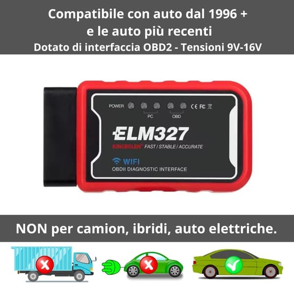 Bildiagnostikk WIFI ELM327 OBD II for Android- og Apple-systemer