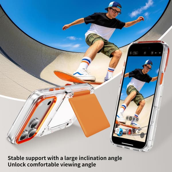 Puhelinkotelo iPhone 17 Pro Max -lompakko läpinäkyvä luottokorttipaikka Orange