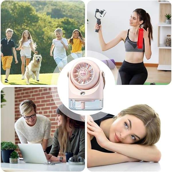 Mini Vifte Oppladbare Tåkekjølevifter Pink