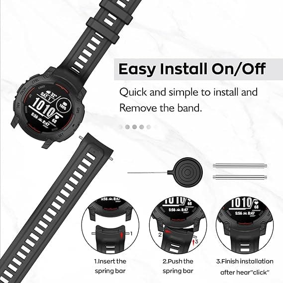 Rem til Garmin Instinct E 45mm, blød silikone erstatningsurrem 22mm Starlight