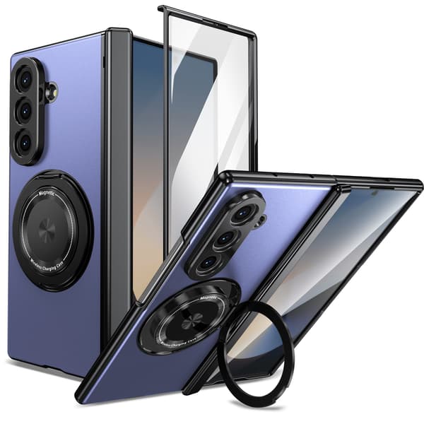 Futteral til Samsung Galaxy Z Fold 7, magnetisk roterende støtte (blå)