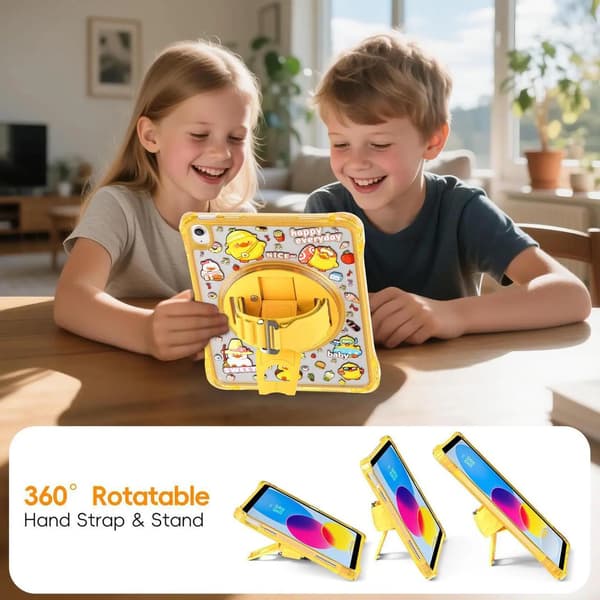 Skyddsfodral för iPad Air 4:e/5:e 10,9-tum, 360° roterbart stativ, handrem