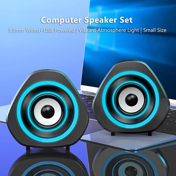 Mini kablet computerhøjttaler med RGB-omgivelseslys computerlyd subwoofer (sort)