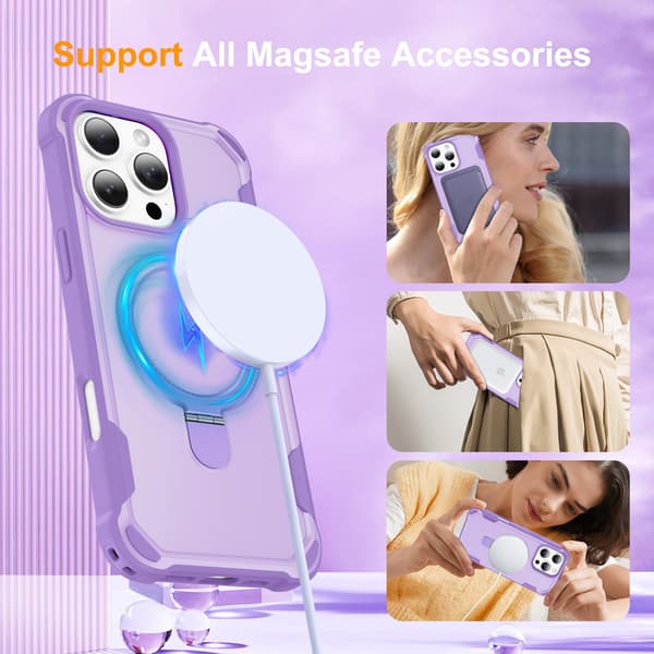 Telefonfodral för iPhone 17 Pro Max Magnetiskt Stödringhållare Stötsäkert Robust Purple