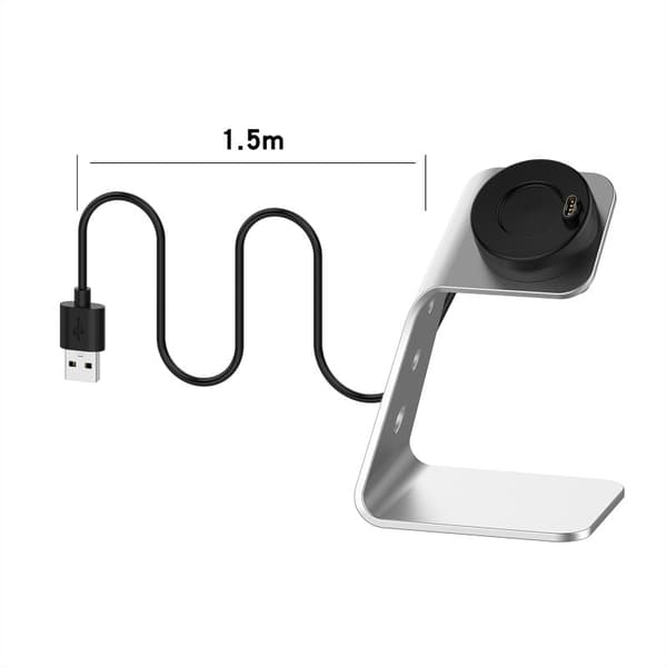 Vara-latausteline Garmin Fenix 9, 8, 7, 6S, 5 Pro -älykellolle Silver