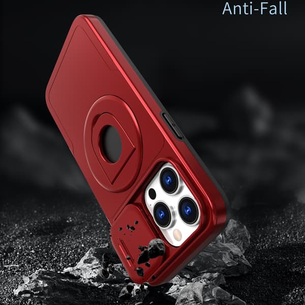 Telefondeksel til iPhone 16 Pro Max Støtteben Støtsikkert Magnetisk Robust Red