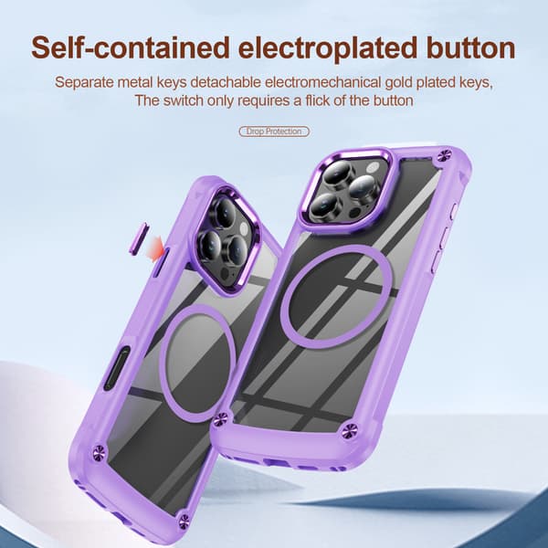 Telefondeksel til iPhone 16 Pro Max Klart Støtsikkert Magnetisk Robust Purple