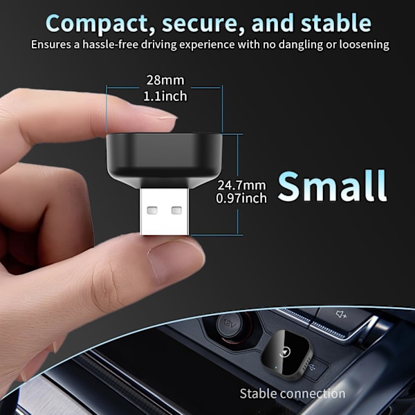 Trådlös CarPlay-adapter 2-i-1 Plug & Play, för iPhone & Android C
