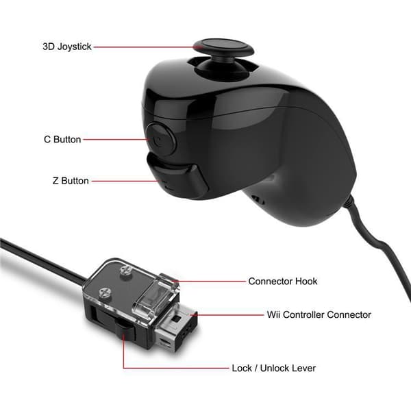 Controller til Wii/Wii U med Motion Plus og Nunchuk, indbygget accelerator White