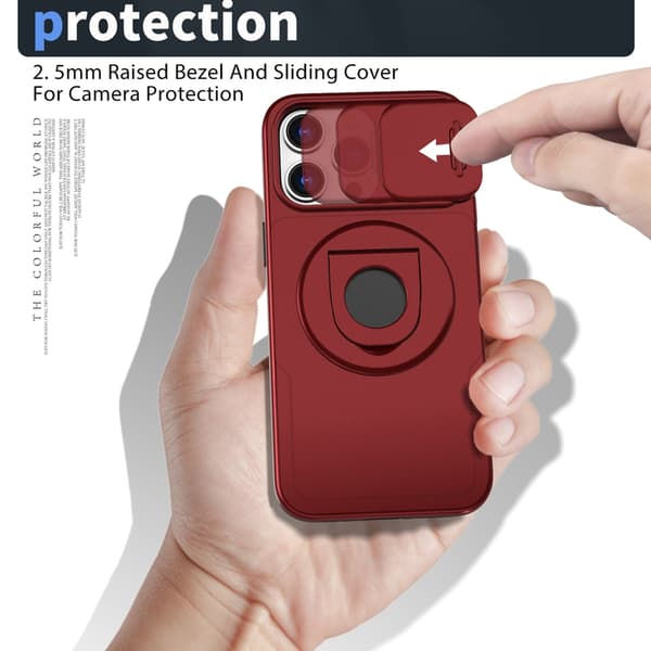 Telefondeksel til iPhone 16 Pro Max Støtteben Støtsikkert Magnetisk Robust Red