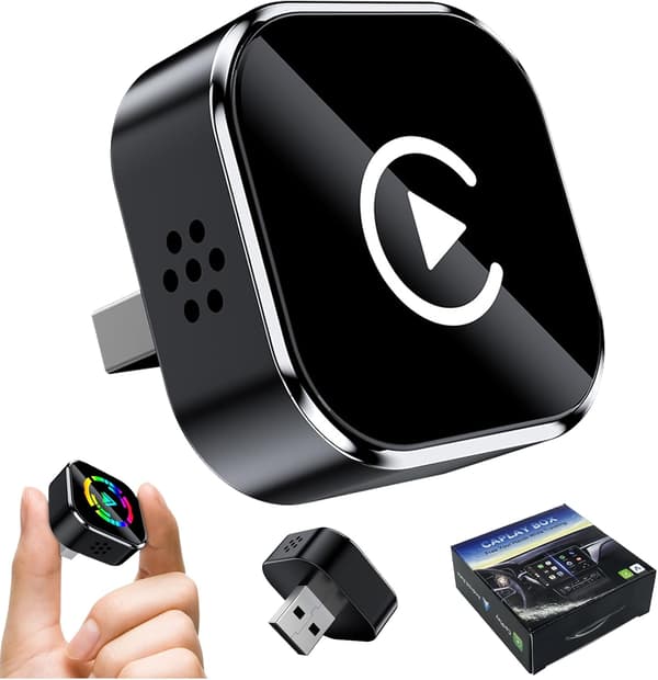 Trådlös CarPlay-adapter 2-i-1 Plug & Play, för iPhone & Android B
