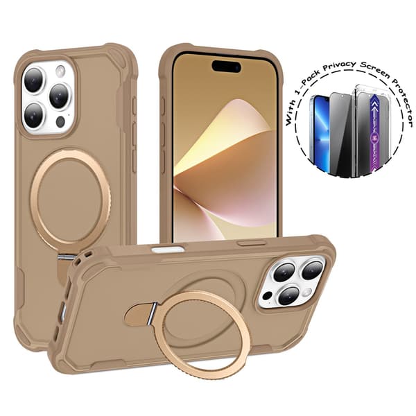 Telefoncover til iPhone 17 Pro Max Magnetisk Støtteben Ringholder Stødsikker Robust Gold