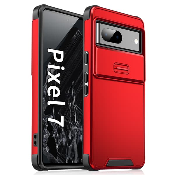 Telefondeksel til Google Pixel 7 Støtsikkert Skyvbart Kameradeksel Red