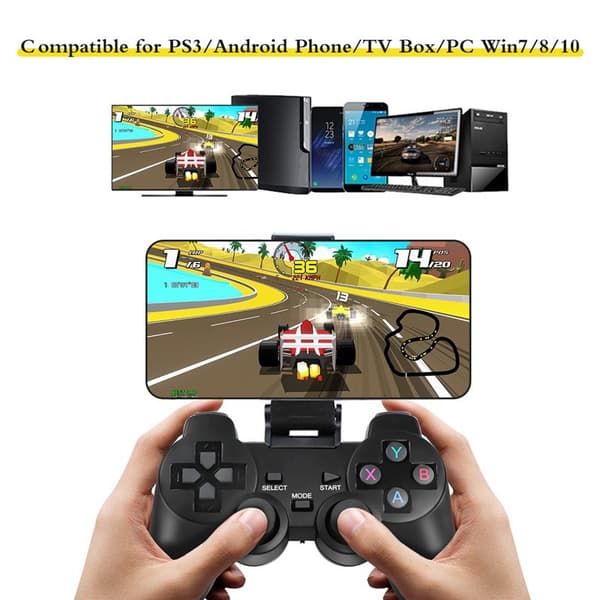 Trådløs Controller Til Ps3/Pc/Tv/Android – 2.4G Gamepad, Plug And Play Black