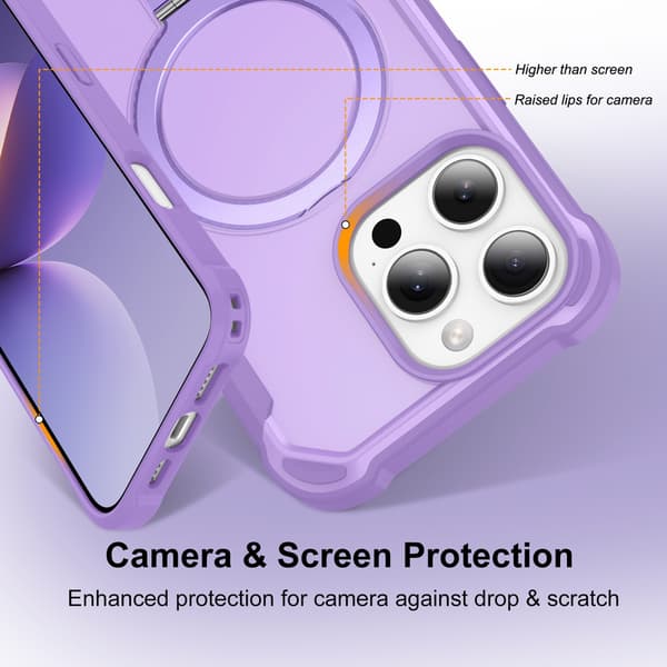 Telefonfodral för iPhone 17 Pro Max Magnetiskt Stödringhållare Stötsäkert Robust Purple