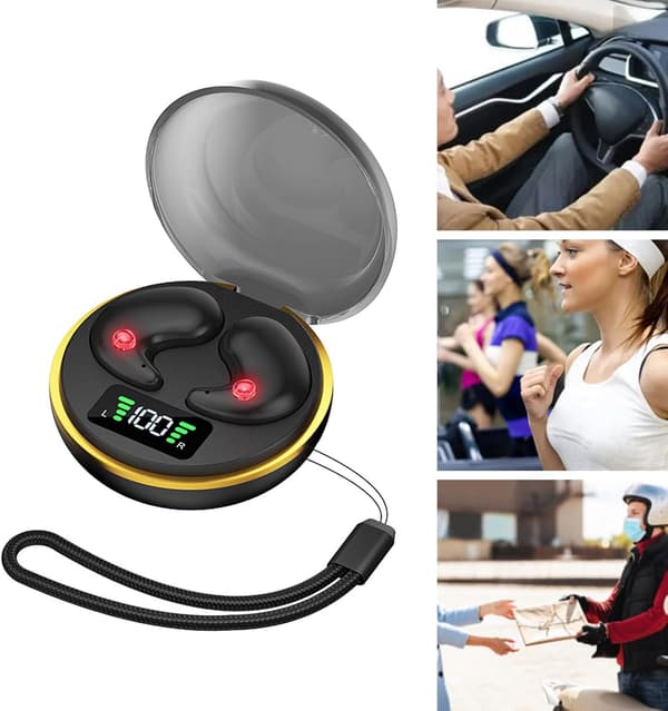 Mini Bluetooth 5.3 Touch-hovedtelefoner til små ører, specielt til sidesovere, unisex-model (sort)