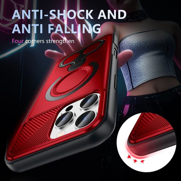 Telefoncover til iPhone 17 Pro Max Magnetisk Støtteben Ringholder Stødsikker Robust Red