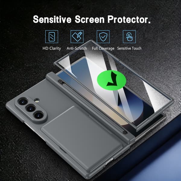 Telefonfodral för Samsung Galaxy Z Fold 7 Stöd Hinge Skydd Plånbok Stötsäker Robust Gray