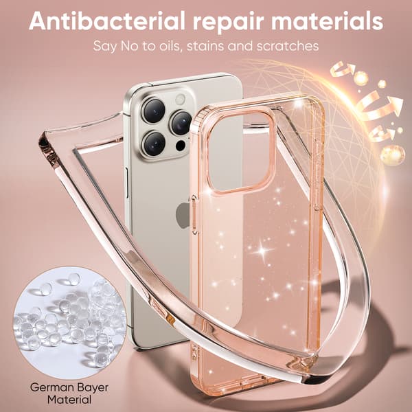 Telefoncover til iPhone 16 Pro Max Glitter Stødsikkert Robust Gold