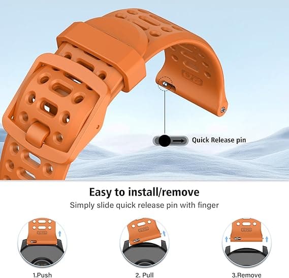 Rem til Coros Pace 2, Forerunner 245/645/55 Silikone Quick Release Urrem 20mm Orange