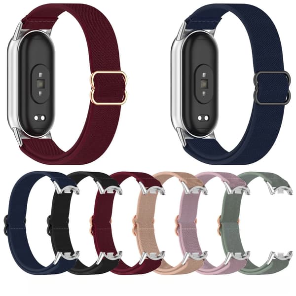 Rem til Xiaomi Band 8 /9 /10 /11, Blød Elastisk Nylon Vævet Erstatning Claret