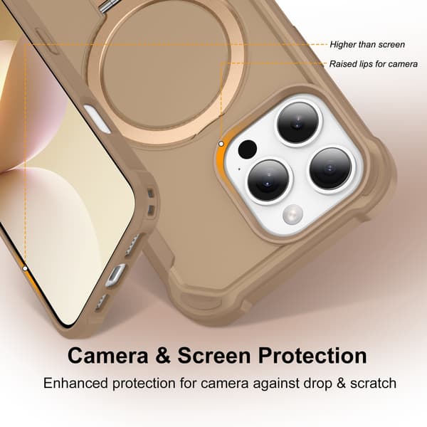 Telefoncover til iPhone 17 Pro Max Magnetisk Støtteben Ringholder Stødsikker Robust Gold