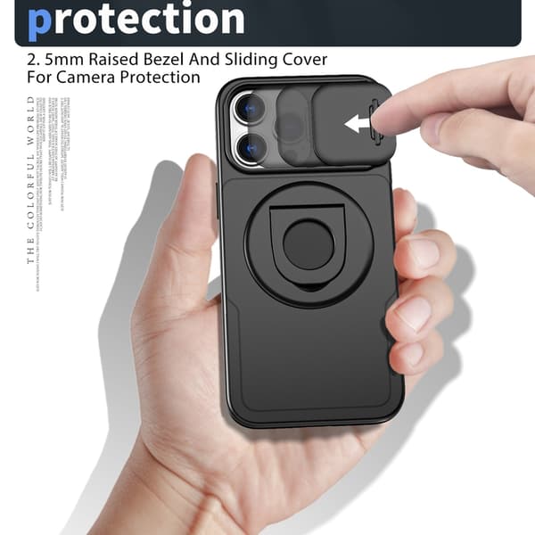 Telefondeksel til iPhone 16 Pro Max Støtteben Støtsikkert Magnetisk Robust Black