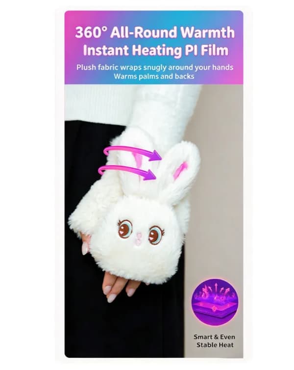 Trådløse oppvarmede hansker, oppladbare, 3000mAh, vintergave Rabbit