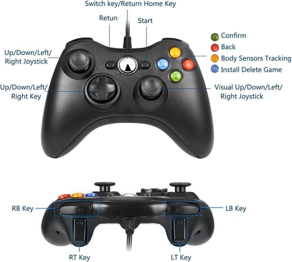 Kablet kontroller for Xbox 360, driverfri - Plug and Play. White