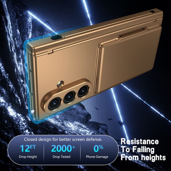 Telefonfodral för Samsung Galaxy Z Fold 7 Stöd Hinge Skydd Plånbok Stötsäker Robust Gold
