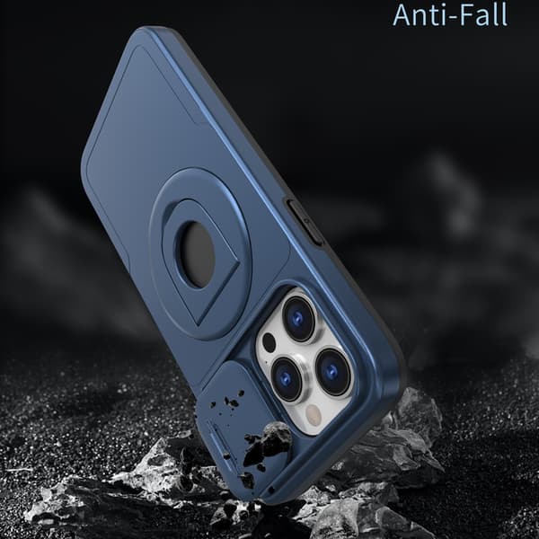 Telefondeksel til iPhone 16 Pro Max Støtteben Støtsikkert Magnetisk Robust Blue