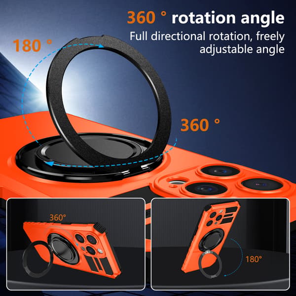 Telefonfodral för iPhone 17 Pro Max Hybrid Kickstand Ringhållare Stötsäker Orange