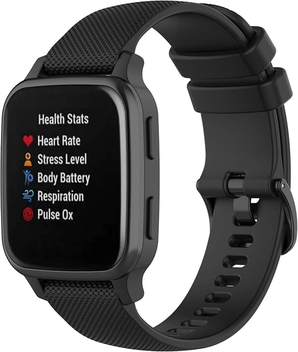 Udskiftningsrem til Garmin Venu Sq til kvinder og mænd 20mm sort Black