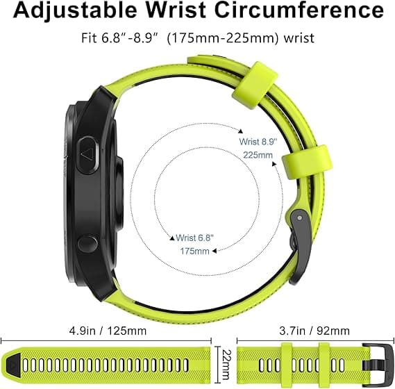 Urrem til Garmin Forerunner 965, Forerunner 955, Forerunner 945, Forerunner 935, Fenix 5 Silikone Erstatningsrem 22mm lime