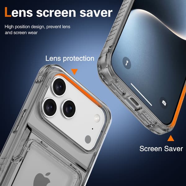 Telefoncover til iPhone 17 Pro Max Pung Gennemsigtig Støttefod Black