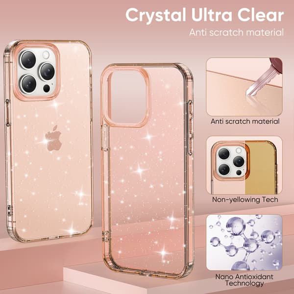 Telefoncover til iPhone 16 Pro Max Glitter Stødsikkert Robust Gold