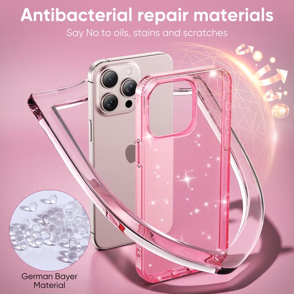 Telefondeksel til iPhone 16 Pro Max Glitter Støtsikkert Robust Pink