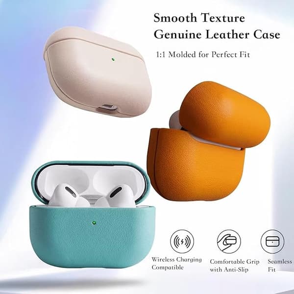 Etui til Caixa Airpods Pro2, fuld beskyttelse, læder (sort)