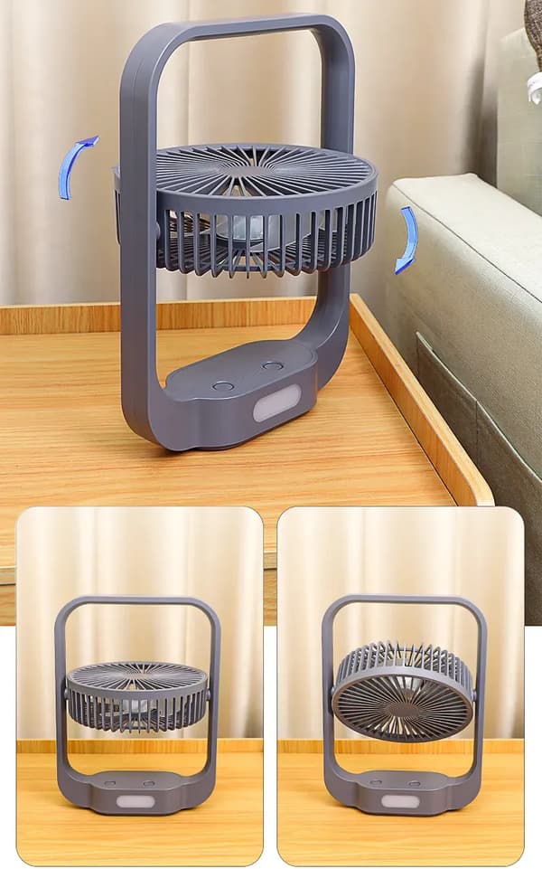 Bærbar ventilator med 3 hastigheder (grå)