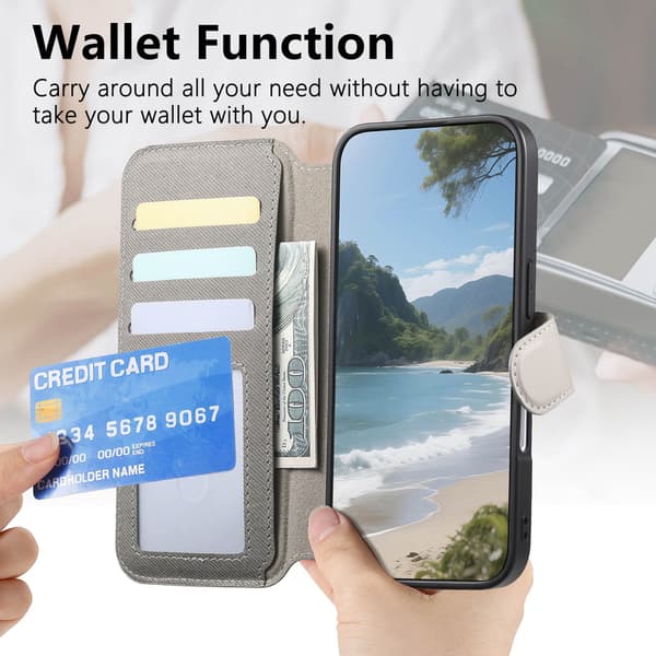 Telefoncover til iPhone 17 Pro Max Pung Lynlås Kortlomme Gray