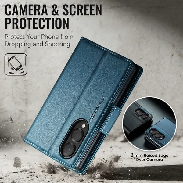 Fodral för Samsung Galaxy Z Fold8, vikbart flipfodral, PU-läder med RFID stöldskydd Brown