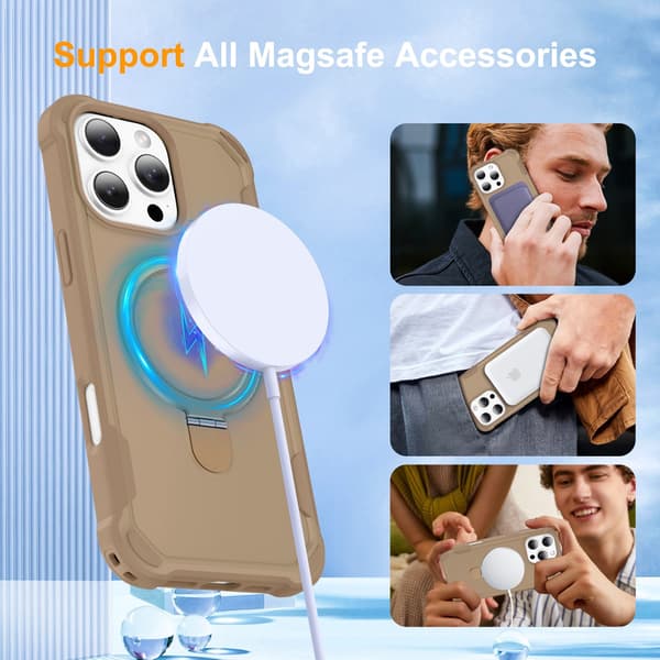 Telefonfodral för iPhone 17 Pro Max Magnetiskt Stödringhållare Stötsäkert Robust Gold