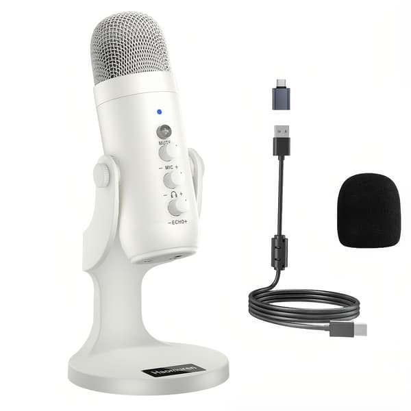 USB Kondensatormikrofon til PC/Telefon - Plug & Play med Type-C til Streaming, Gaming