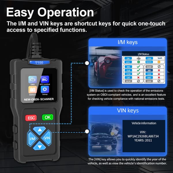 Bildiagnostikk T100 OBDII Bilfeilkodeleser
