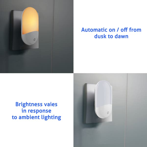 Mini Plug-in LED-nattlampa med ljussensor (4-pack) Warm Light