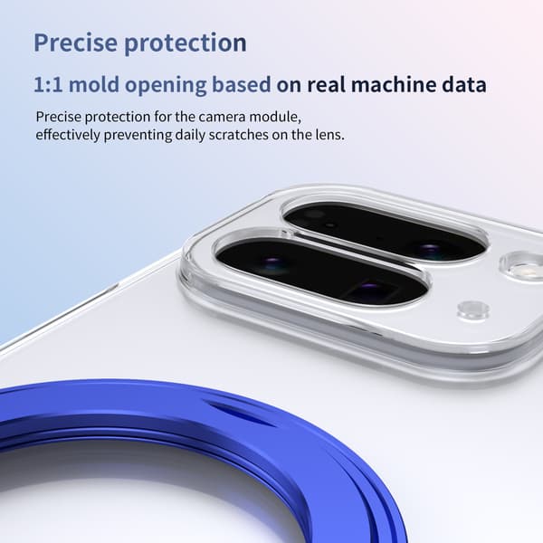 Etui til Google Pixel 10 Pro Fold, gjennomsiktig etui med 360° magnetisk ringstativ Silver