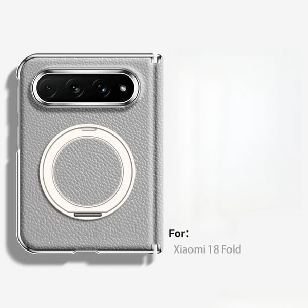 Fodral för Xiaomi 18 Fold, PU-lädermaterial med ringhållare Grey