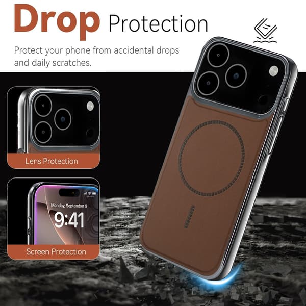 Telefoncover til iPhone 17 Pro Max Hybrid Stødsikkert Magnetisk Robust Brown