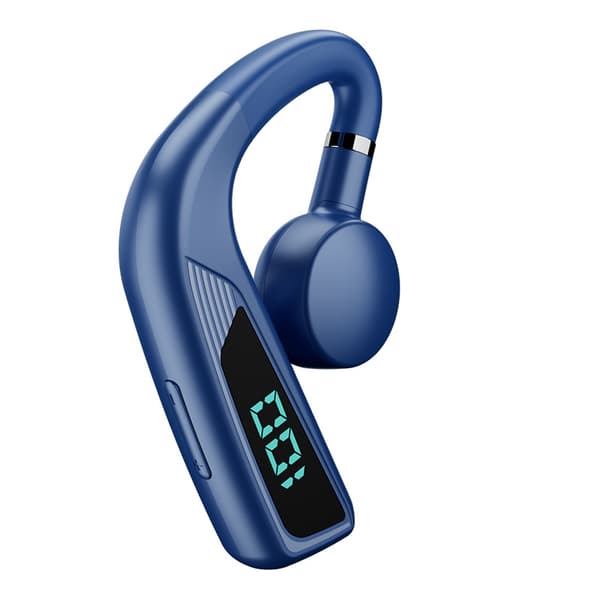 Bluetooth 5.2 Open Ear-hörlurar, Benledning, LED-display och USB-C-laddning (Blå Mono)